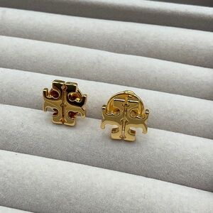 Tory Burch Gold Logo Stud Earrings